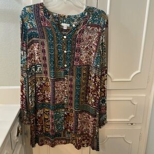 Long sleeved tunic in rich jewel tones
